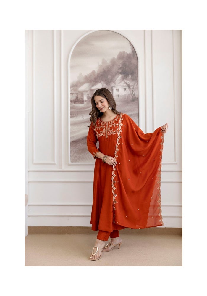 Malishka Export Embroidered Anarkali Kurta Pant Set for Women - Image 5